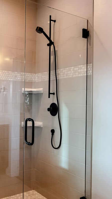 Glass Panel Shower with Black Frame